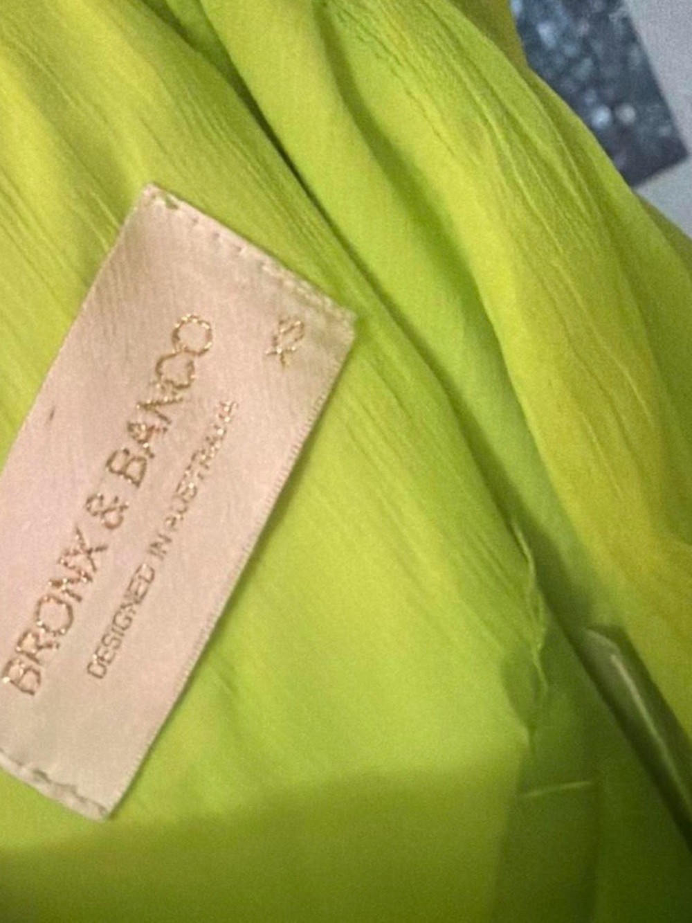 Bronx and Banco Neon Lime One-Shoulder Pleated Maxi Set - Picture 5 of 6